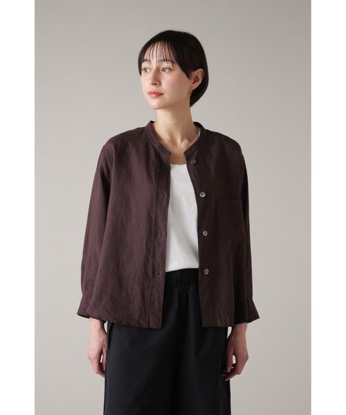 MARGARET HOWELL(マーガレットハウエル)の「LINEN VOILE(シャツ/ブラウス・レディース・ダークブラウン/ホワイト/オリーブ・3/2/1)」の1枚目の写真