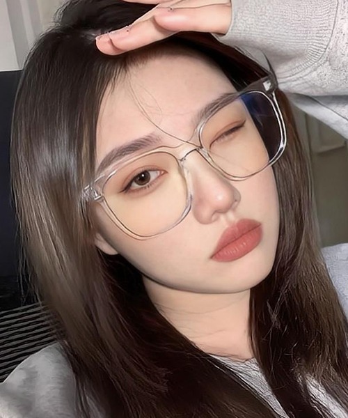c.u.l（シーユーエル）の「ユニセックス スクエア ビッグフレームメガネ 伊達メガネ cula858（メガネ・レディース・グレー/ブラック・FREE）」の2枚目の写真