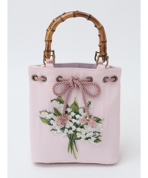 PINK HOUSE(ピンクハウス)の「すずらんブーケ刺繍バッグ(ハンドバッグ・レディース・アイボリー/ブラック/ブルー/ピンク・フリー)」の7枚目の写真