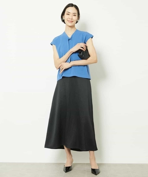 MICHEL KLEIN（ミッシェル・クラン）の「［アンサンブル対応］フレンチスリーブボウタイニット（ニット/セーター・レディース・ターコイズブルー/ブラック/ホワイト・40/38）」の14枚目の写真