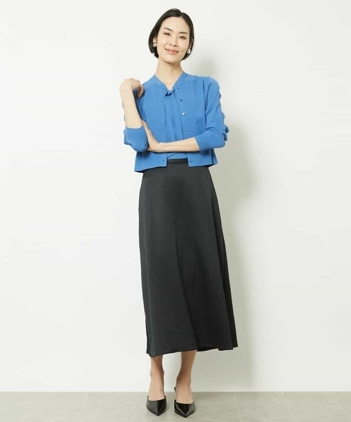 MICHEL KLEIN（ミッシェル・クラン）の「［アンサンブル対応］フレンチスリーブボウタイニット（ニット/セーター・レディース・ターコイズブルー/ブラック/ホワイト・40/38）」の17枚目の写真