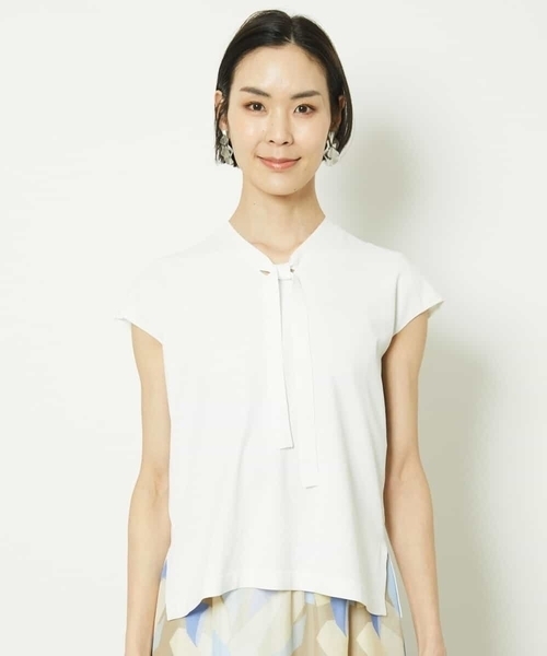 MICHEL KLEIN（ミッシェル・クラン）の「［アンサンブル対応］フレンチスリーブボウタイニット（ニット/セーター・レディース・ターコイズブルー/ブラック/ホワイト・40/38）」の18枚目の写真