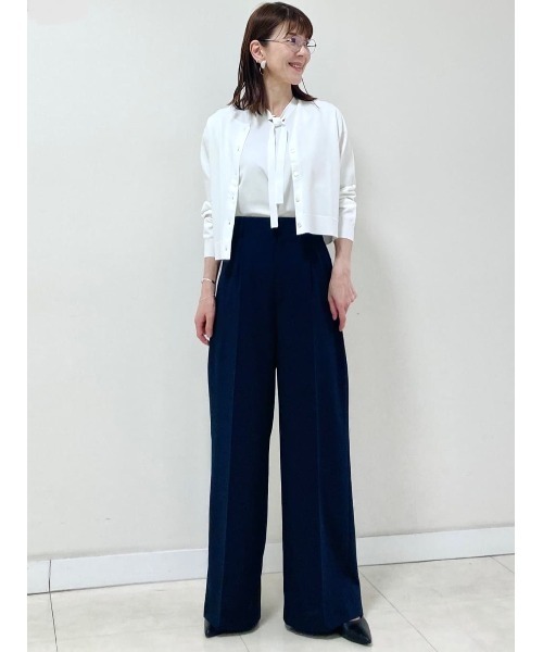 MICHEL KLEIN（ミッシェル・クラン）の「［アンサンブル対応］フレンチスリーブボウタイニット（ニット/セーター・レディース・ターコイズブルー/ブラック/ホワイト・40/38）」の4枚目の写真