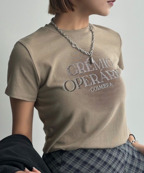 SHAGGIE(シャギー)の「ラメプリントクルーネックTEEシャツ(Tシャツ/カットソー・レディース・ホワイト/ブラウン/レッド/ピンク・FREE)」の3枚目の写真