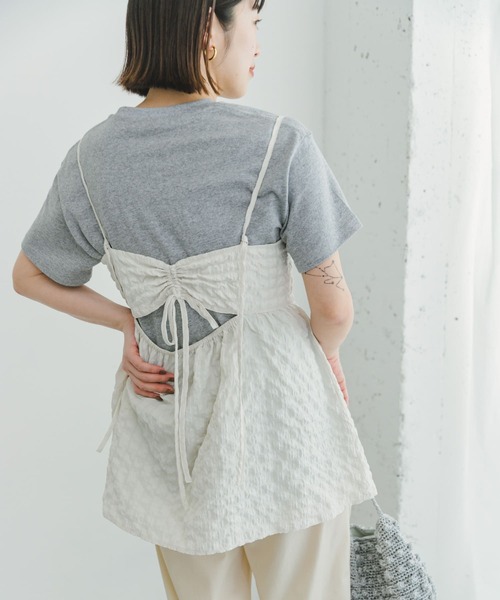 ITEMS URBANRESEARCH（アイテムズ アーバンリサーチ）の「サッカーチェックキャミソール（キャミソール・レディース・ブラック/ホワイト系その他・FREE）」の2枚目の写真