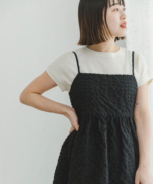 ITEMS URBANRESEARCH（アイテムズ アーバンリサーチ）の「サッカーチェックキャミソール（キャミソール・レディース・ブラック/ホワイト系その他・FREE）」の3枚目の写真