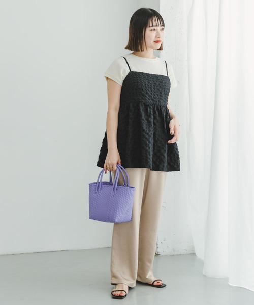 ITEMS URBANRESEARCH（アイテムズ アーバンリサーチ）の「サッカーチェックキャミソール（キャミソール・レディース・ブラック/ホワイト系その他・FREE）」の6枚目の写真