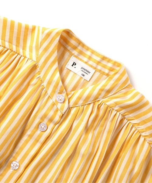 p.premier（ピードットプルミエ）の「たくさんギャザーのストライプシャツワンピース（ワンピース・キッズ・ブルー/イエロー/ブラウン/ピンク・80/90/100/110/120/130/140）」の21枚目の写真