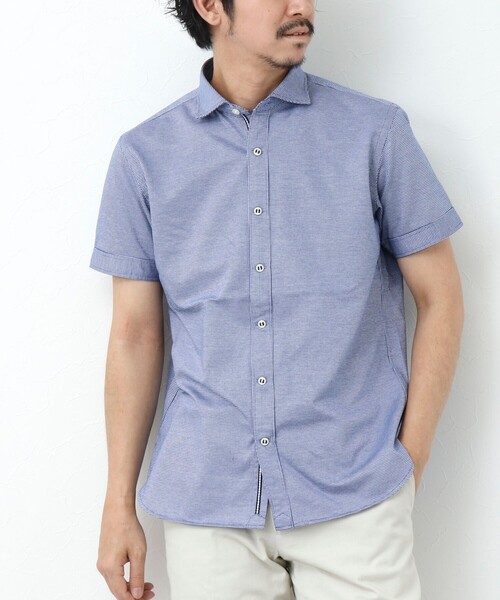 NOLLEY’S(ノーリーズ)の「《ビジカジ対応》パラシュートボタン 半袖シャツ(シャツ/ブラウス・メンズ・ネイビー/ブルー系その他/ホワイト/インディゴブルー・S/XL/L/M)」の4枚目の写真