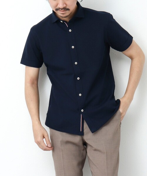 NOLLEY’S(ノーリーズ)の「《ビジカジ対応》パラシュートボタン 半袖シャツ(シャツ/ブラウス・メンズ・ネイビー/ブルー系その他/ホワイト/インディゴブルー・S/XL/L/M)」の2枚目の写真
