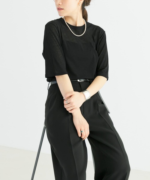 URBAN RESEARCH（アーバンリサーチ）の「『MADE IN JAPAN』ドライツイストシアーTシャツ（Tシャツ/カットソー・レディース・グレー系その他/ホワイト/ブラック・FREE）」の2枚目の写真