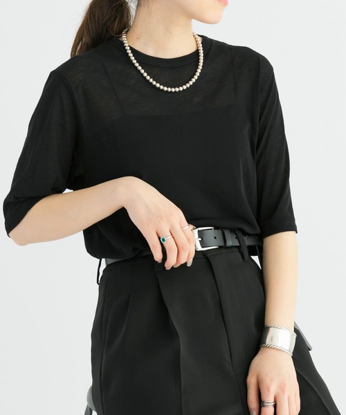 URBAN RESEARCH（アーバンリサーチ）の「『MADE IN JAPAN』ドライツイストシアーTシャツ（Tシャツ/カットソー・レディース・グレー系その他/ホワイト/ブラック・FREE）」の4枚目の写真