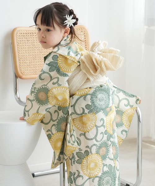 utatane（ウタタネ）の「キッズ浴衣3点セット ひよこ商店 くすみ