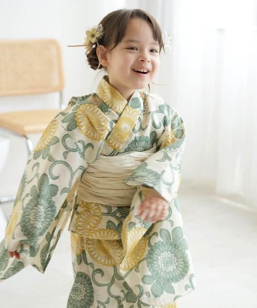 utatane（ウタタネ）の「キッズ浴衣3点セット ひよこ商店 くすみ