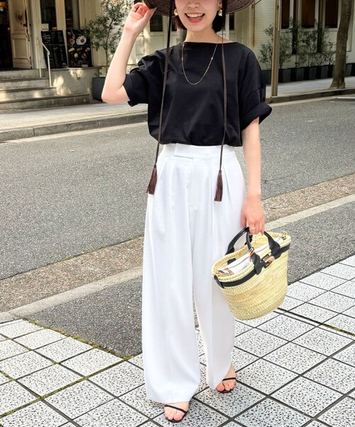 NOLLEY’S（ノーリーズ）の「《セットアップ対応》ウォッシャブルサッカーストライプパンツ（その他パンツ・レディース・ネイビー/ブルー系その他3/オフホワイト・38/36）」の18枚目の写真