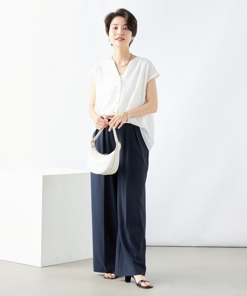 NOLLEY’S（ノーリーズ）の「《セットアップ対応》ウォッシャブルサッカーストライプパンツ（その他パンツ・レディース・ネイビー/ブルー系その他3/オフホワイト・38/36）」の20枚目の写真