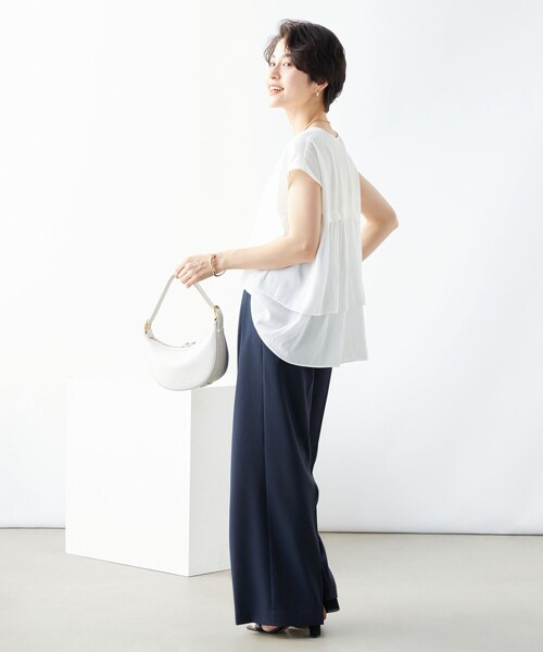 NOLLEY’S（ノーリーズ）の「《セットアップ対応》ウォッシャブルサッカーストライプパンツ（その他パンツ・レディース・ネイビー/ブルー系その他3/オフホワイト・38/36）」の22枚目の写真