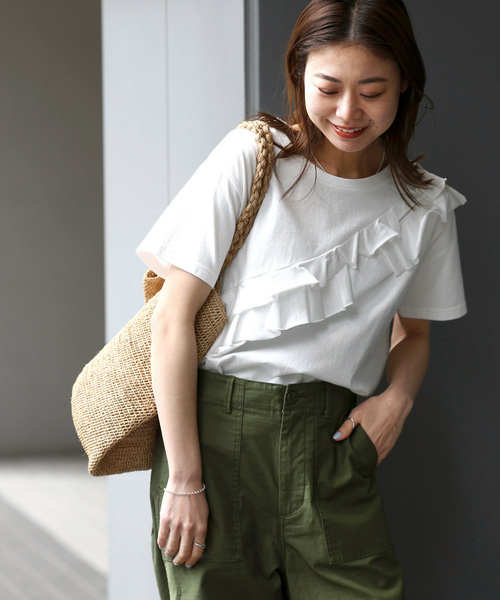 【新品】JOURNAL STANDARDフリル袖Tシャツ WEB限定追加》フリルスリーブTシャツ（Tシャツ/カットソー