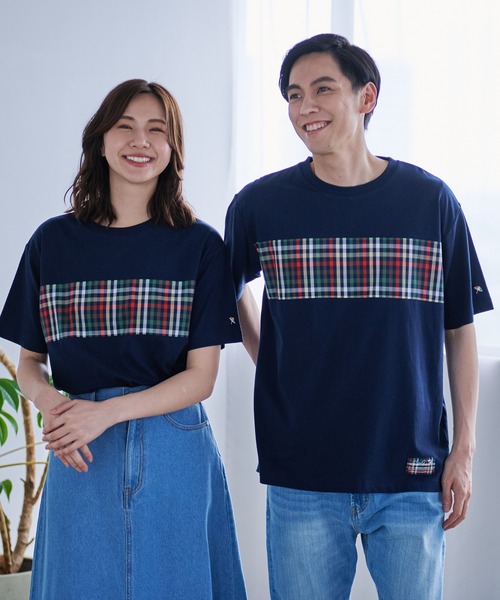 Arnold Palmer（アーノルドパーマー）の「パーマーチェック シェア ドッキング Ｔシャツ（Tシャツ/カットソー・レディース・ホワイト/ベージュ/ネイビー・XS/S/M/L/LL）」の3枚目の写真