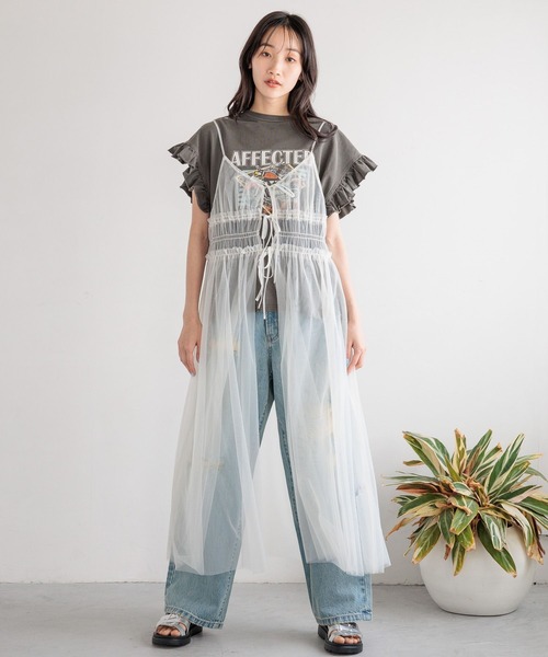 LOWRYS FARM(ローリーズファーム)の「2WAYチュールキャミワンピース 124077(ワンピース・レディース・チャコールグレー/ブラック/アイボリー/ブラック系その他/ホワイト・FREE)」の13枚目の写真