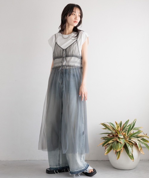 LOWRYS FARM(ローリーズファーム)の「2WAYチュールキャミワンピース 124077(ワンピース・レディース・チャコールグレー/ブラック/アイボリー/ブラック系その他/ホワイト・FREE)」の12枚目の写真