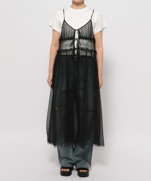 LOWRYS FARM(ローリーズファーム)の「2WAYチュールキャミワンピース 124077(ワンピース・レディース・チャコールグレー/ブラック/アイボリー/ブラック系その他/ホワイト・FREE)」の6枚目の写真