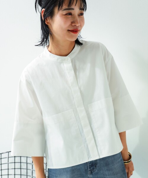 B:MING by BEAMS（ビーミングバイビームス）の「ダブルポケット シャツ（シャツ/ブラウス・レディース・オフホワイト/サックスブルー/ネイビー・SMALL/MEDIUM）」の2枚目の写真