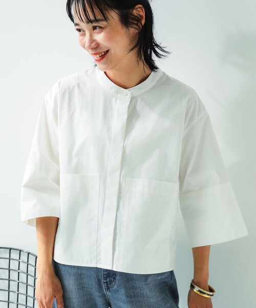 B:MING by BEAMS（ビーミングバイビームス）の「ダブルポケット シャツ（シャツ/ブラウス・レディース・オフホワイト/サックスブルー/ネイビー・SMALL/MEDIUM）」の8枚目の写真