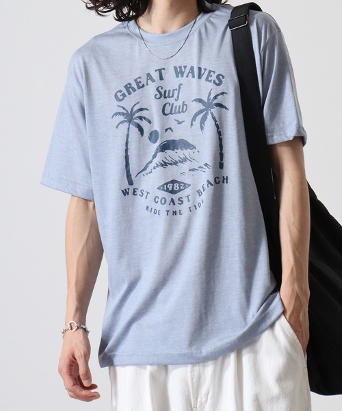 FUNALIVE(ファンアライブ)の「サーフプリント半袖Tシャツ(Tシャツ/カットソー・メンズ・サックスブルー系/ベージュ系/サックスブルー/ネイビー系/ブルー/グレー/ピンク/ピンク系・M/LL/L)」の7枚目の写真
