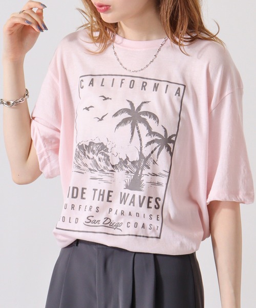 FUNALIVE(ファンアライブ)の「サーフプリント半袖Tシャツ(Tシャツ/カットソー・メンズ・サックスブルー系/ベージュ系/サックスブルー/ネイビー系/ブルー/グレー/ピンク/ピンク系・M/LL/L)」の8枚目の写真