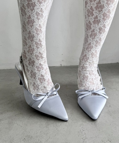 Loueme（ルエム）の「ポインテッドトゥリボンヒールパンプス（パンプス・レディース・ブラック/シルバー/ピンク・23.5cm/24.5cm）」の3枚目の写真