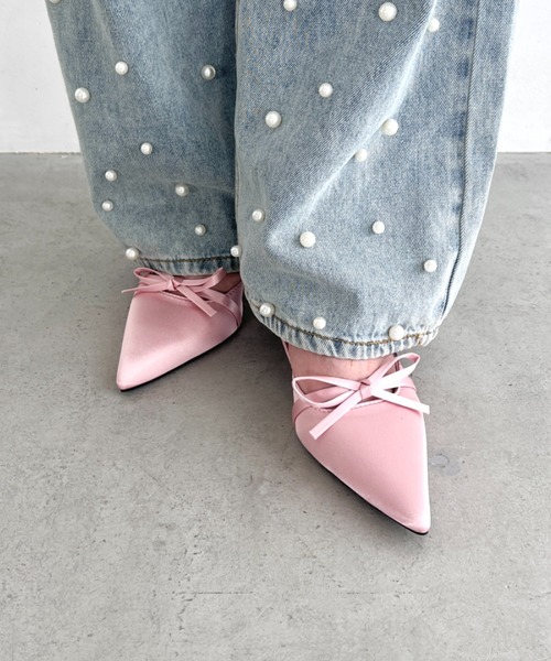 Loueme（ルエム）の「ポインテッドトゥリボンヒールパンプス（パンプス・レディース・ブラック/シルバー/ピンク・23.5cm/24.5cm）」の7枚目の写真