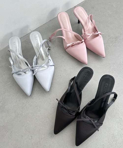 Loueme（ルエム）の「ポインテッドトゥリボンヒールパンプス（パンプス・レディース・ブラック/シルバー/ピンク・23.5cm/24.5cm）」の4枚目の写真