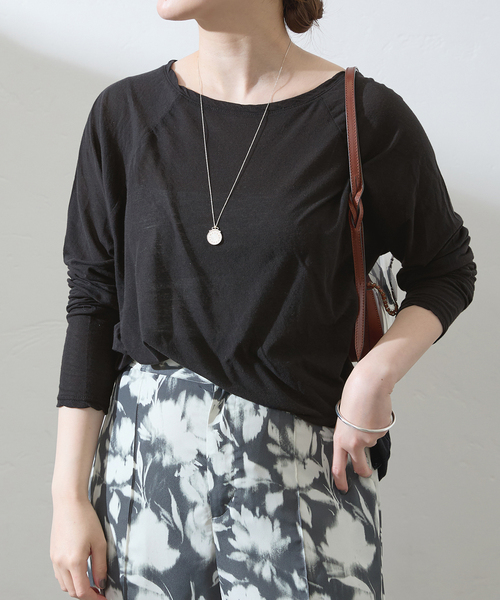 IENA（イエナ）の「80/1GASSシアーラグランプルオーバー（Tシャツ/カットソー・レディース・ブラック/ピンク/ブルー系その他・FREE）」の7枚目の写真