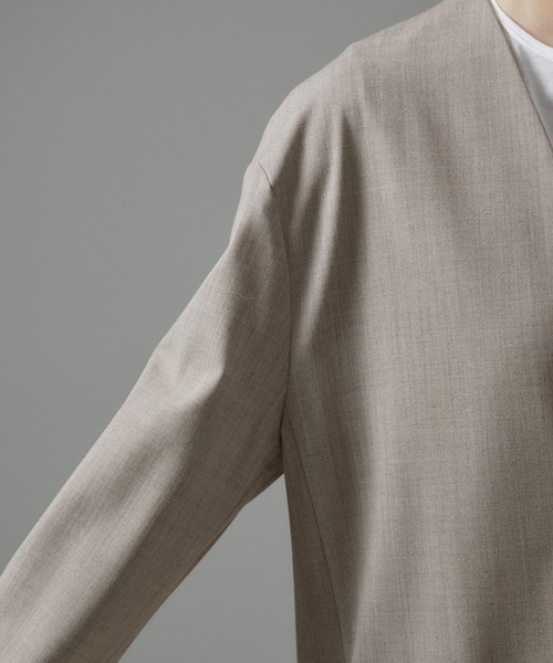 SALON adam et rope'（サロン アダム エ ロペ）の「ノーカラーオーバージャケット 無地/ストライプ【セットアップ対応】（ノーカラージャケット・レディース・チャコールグレー/グレー系その他・S/M）」の22枚目の写真