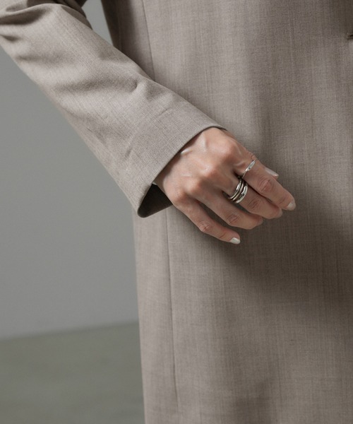 SALON adam et rope'（サロン アダム エ ロペ）の「ノーカラーオーバージャケット 無地/ストライプ【セットアップ対応】（ノーカラージャケット・レディース・チャコールグレー/グレー系その他・S/M）」の17枚目の写真