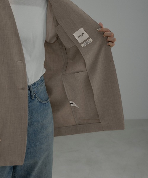 SALON adam et rope'（サロン アダム エ ロペ）の「ノーカラーオーバージャケット 無地/ストライプ【セットアップ対応】（ノーカラージャケット・レディース・チャコールグレー/グレー系その他・S/M）」の13枚目の写真