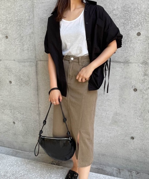 ketty cherie（ケティシェリー）の「チノ風スリットストレートスカート≪洗濯機で洗える≫（スカート・レディース・ブラウン/ベージュ・M）」の21枚目の写真