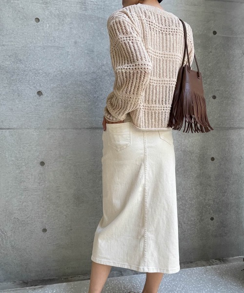 ketty cherie（ケティシェリー）の「チノ風スリットストレートスカート≪洗濯機で洗える≫（スカート・レディース・ブラウン/ベージュ・M）」の10枚目の写真