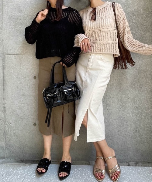 ketty cherie（ケティシェリー）の「チノ風スリットストレートスカート≪洗濯機で洗える≫（スカート・レディース・ブラウン/ベージュ・M）」の22枚目の写真