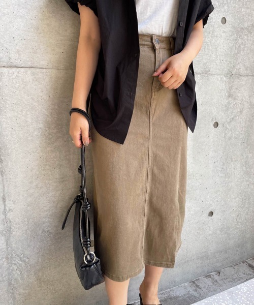 ketty cherie（ケティシェリー）の「チノ風スリットストレートスカート≪洗濯機で洗える≫（スカート・レディース・ブラウン/ベージュ・M）」の17枚目の写真