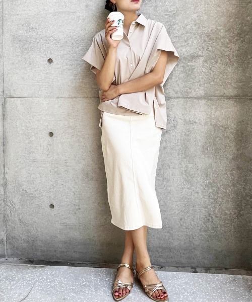 ketty cherie（ケティシェリー）の「チノ風スリットストレートスカート≪洗濯機で洗える≫（スカート・レディース・ブラウン/ベージュ・M）」の15枚目の写真