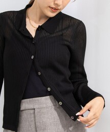 NOLLEY’S Sophi | 《手洗い可能》ワイドリブシアーポロ衿カーディガン(カーディガン/ボレロ)