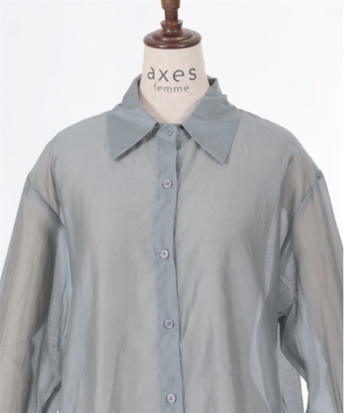 axes femme（アクシーズファム）の「バックリボンシアーシャツ（シャツ/ブラウス・レディース・グレー/ベージュ/ホワイト・FREE）」の7枚目の写真