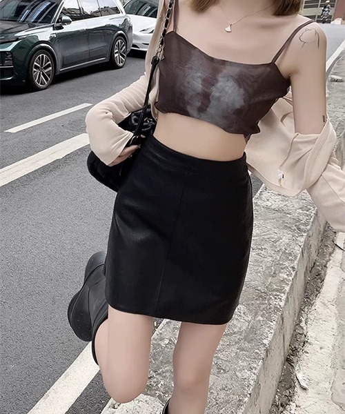 c.u.l(シーユーエル)の「レザーライク ミニスカート culw721(スカート・レディース・ブラック/アイボリー/カーキ・L/M)」の12枚目の写真