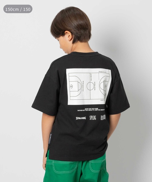 SPALDING(スポルディング)の「SPALDING(スポルディング)【キッズ】コートプリント半袖Tシャツ(Tシャツ/カットソー・キッズ・グリーン/ブラック・150/160/130/140)」の2枚目の写真