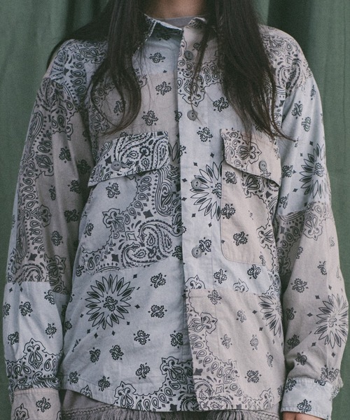 Universal Style Wear（ユニバーサルスタイルウェア）の「Universal Style Wear HAV-A-HANK ハバハンク パッチワーク シャツ（シャツ/ブラウス・メンズ・ブラウン/グレー・X-LARGE/LARGE/MEDIUM）」の11枚目の写真