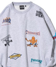【THRASHER / スラッシャー】裏起毛バック刺繍 総柄プリントスウェットプルオーバー