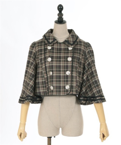 axes femme POETIQUE(アクシーズファムポエティック)の「ダブルボタンケープジャケット(テーラードジャケット・レディース・ブラウン/ブラック/グリーン・MEDIUM)」の7枚目の写真
