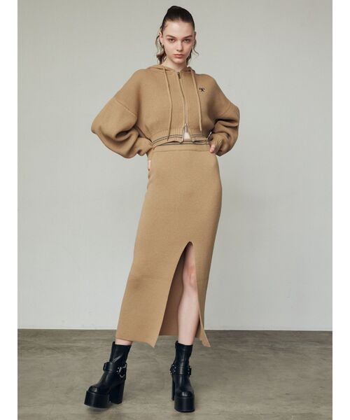 EMODA（エモダ）の「チューズニットフードカーディガン（ニット/セーター・レディース・グレー/ブラック/ベージュ・FREE）」の7枚目の写真